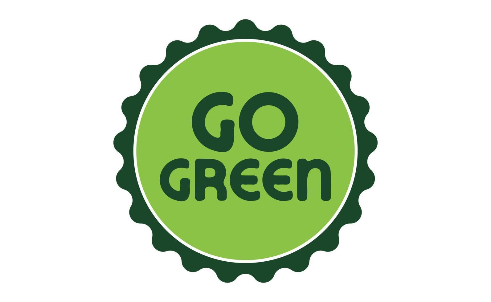 aller vert badge. respectueux de la nature slogan. badge épingle avec environnement conscience message. vecteur