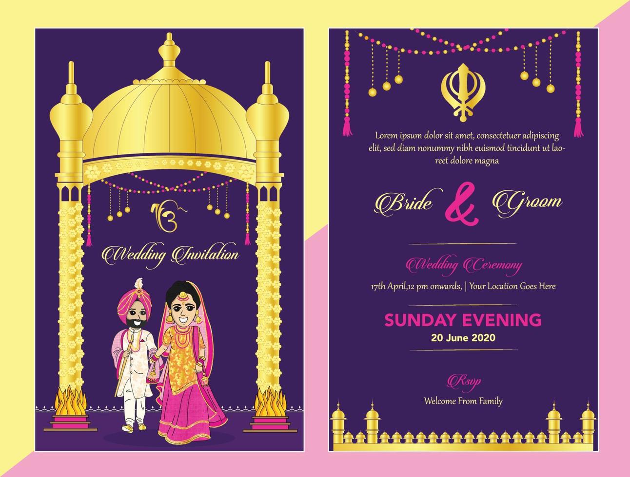 Indien mariage invitation carte modèle prêt à impression vecteur