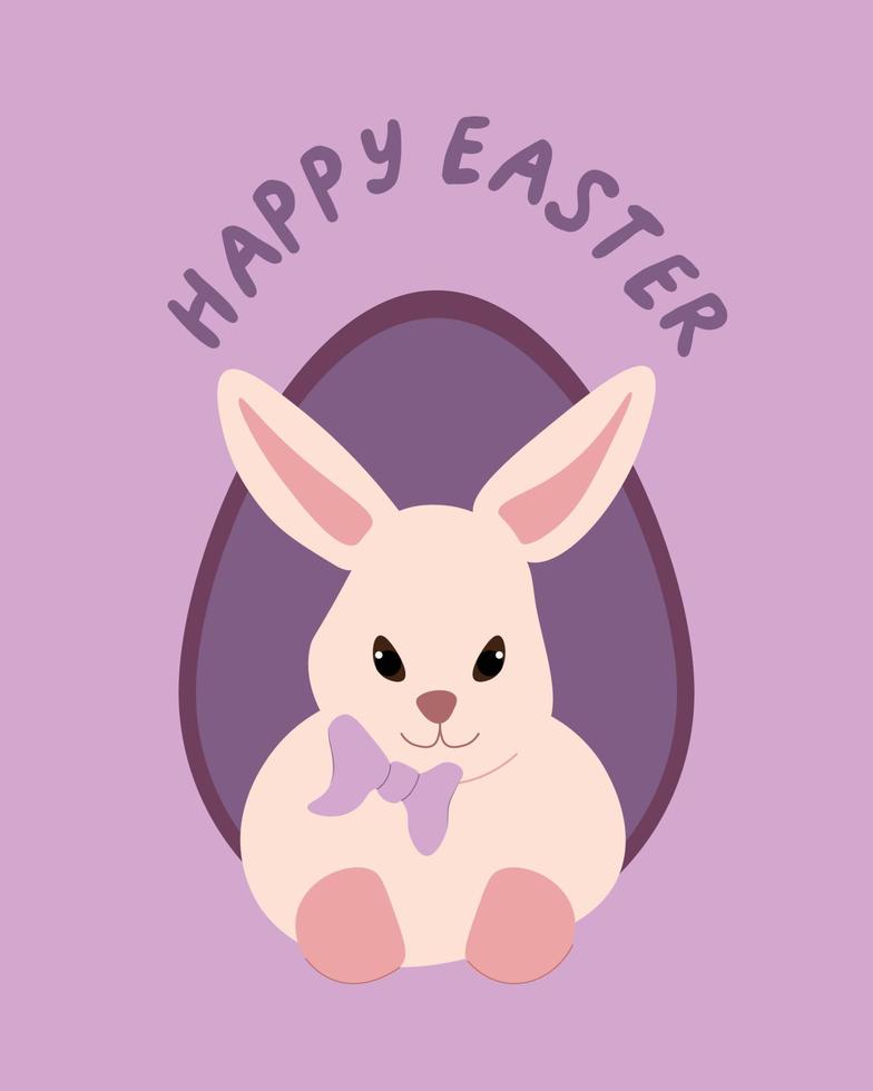 vecteur illustration content Pâques avec une lapin et caractères. pastel couleurs