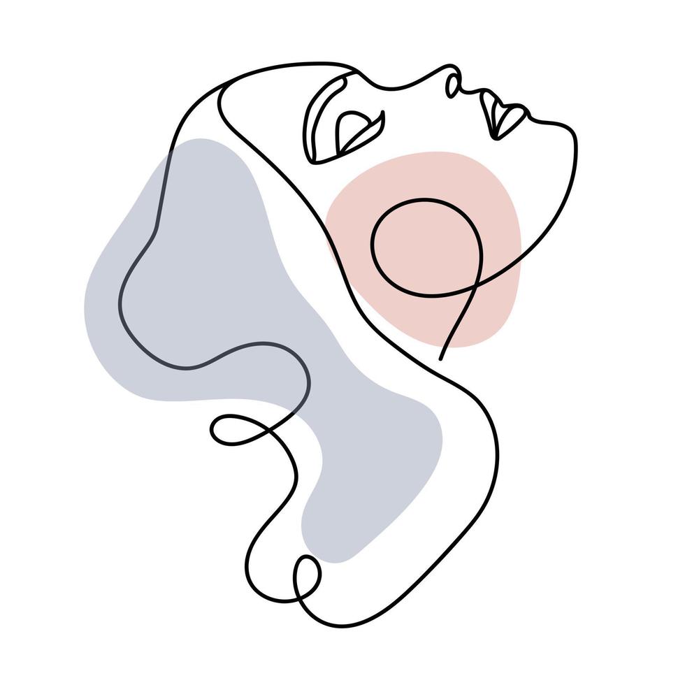 minimaliste femme ligne art logo. Naturel biologique produits de beauté. dessin femelle illustration dans un doubler. vecteur