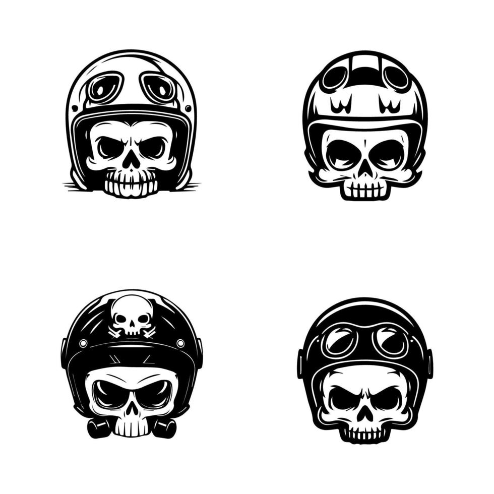 cette collection Caractéristiques adorable kawaii crânes portant motard casques, parfait pour une unique et énervé logo. main tiré avec l'amour et détail vecteur