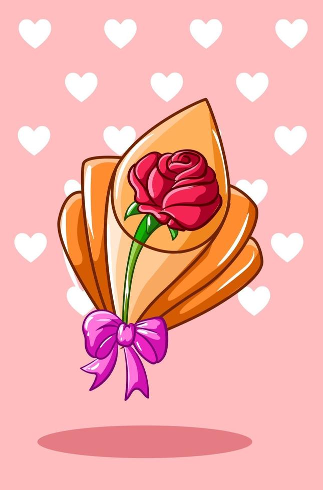 bouquet de roses kawaii, illustration de dessin animé pour la Saint-Valentin vecteur