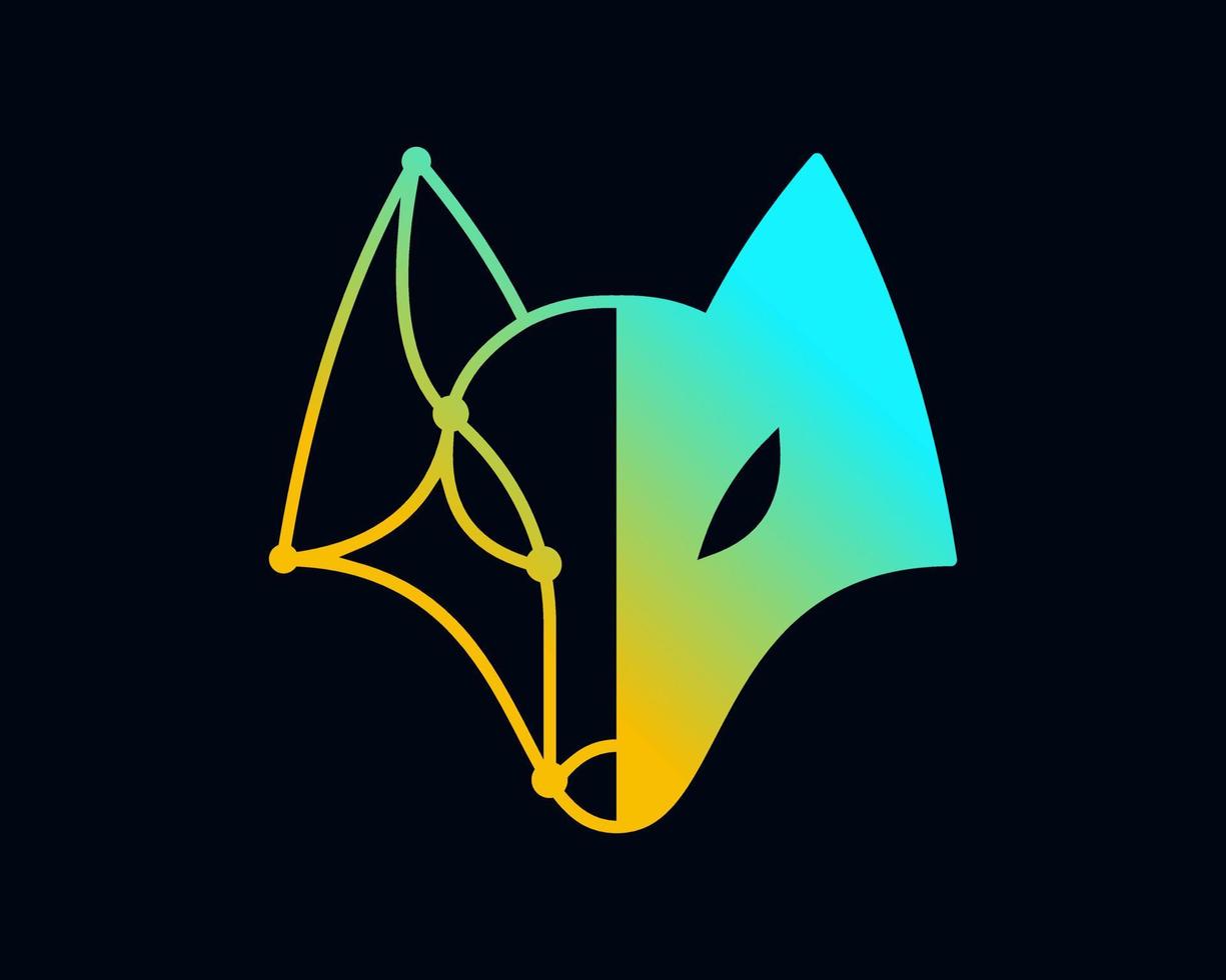 Loup loups Renard visage tête cyber technologie lien La technologie réseau futuriste vecteur logo conception