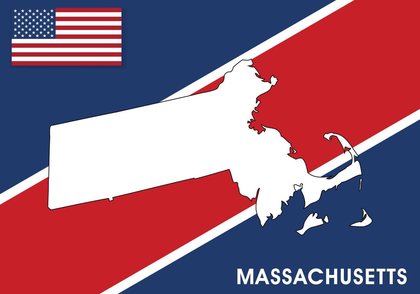 Massachusetts - Etats-Unis, uni États de Amérique carte vecteur modèle. blanc Couleur carte sur drapeau Contexte pour conception, infographie - vecteur illustration eps dix