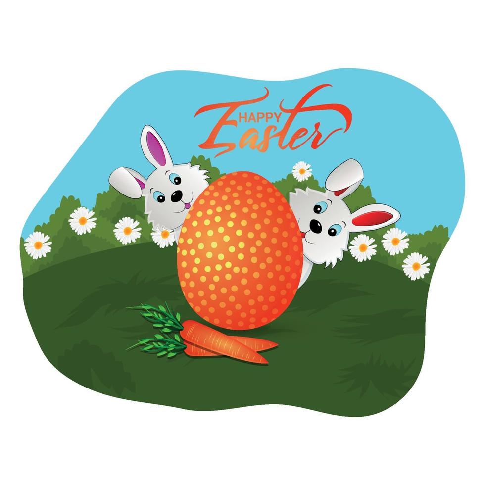 Joyeuses Pâques carte de voeux avec lapin de Pâques et oeufs vecteur
