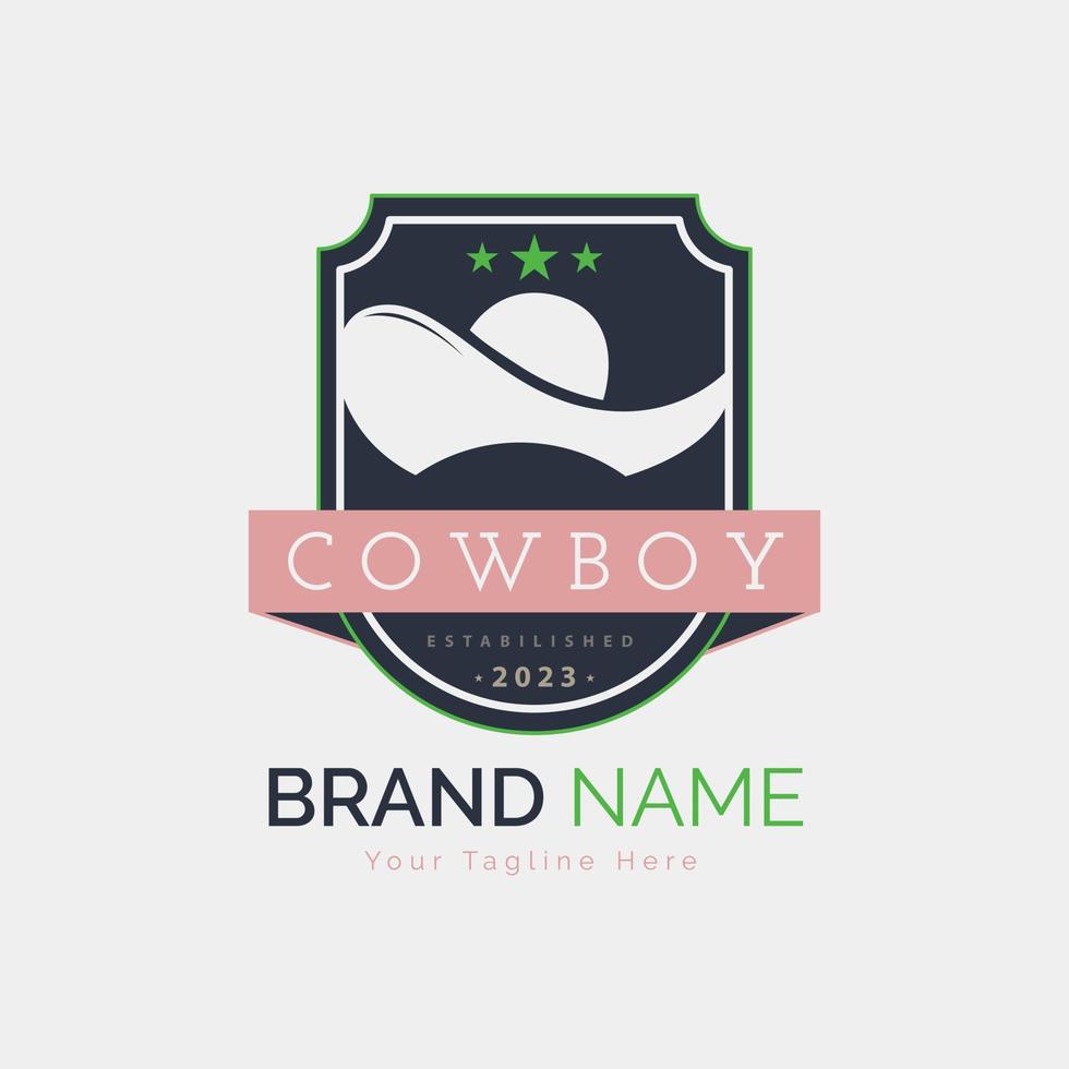 cow-boy occidental chapeau bouclier logo conception modèle pour marque ou entreprise et autre vecteur