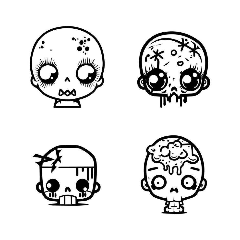 à la recherche pour quelque chose mignonne et terrifiant vérifier en dehors notre kawaii zombi tête collection. chaque un main tiré avec aimer, ces des illustrations sont Bien sur à apporter certains Mort-vivant amusement à votre projet vecteur