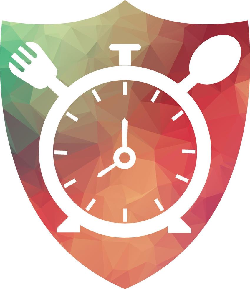 manger temps vecteur logo modèle. cette logo avec horloge, cuillère et fourchette symbole. adapté pour maison, restaurant, cuisson, en bonne santé.