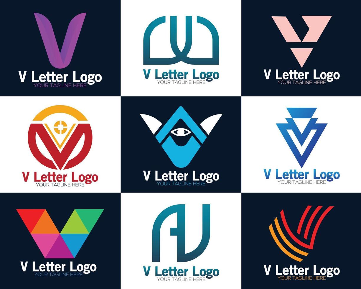 Créatif v logo conception pente vecteur graphique éléments. v points lettre initiale vecteur logo concept.