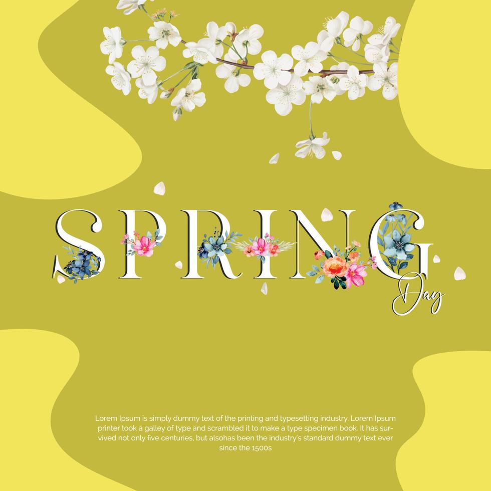 printemps social médias Publier printemps social médias modèle printemps coloré Publier vecteur