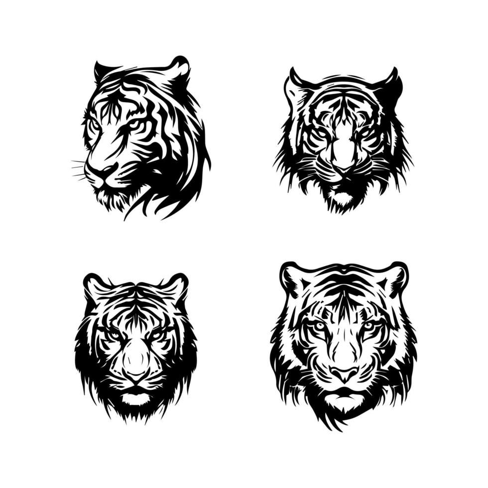déchaîner votre interne tigre avec notre tigre logo silhouette collection. main tiré avec aimer, ces des illustrations sont Bien sur à ajouter une toucher de Puissance et férocité à votre projet vecteur