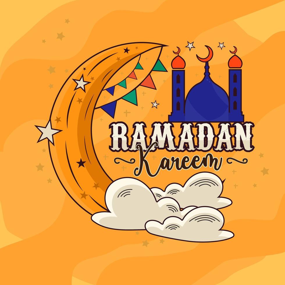main tiré Ramadan kareem illustration pour le fête de saint mois. vecteur