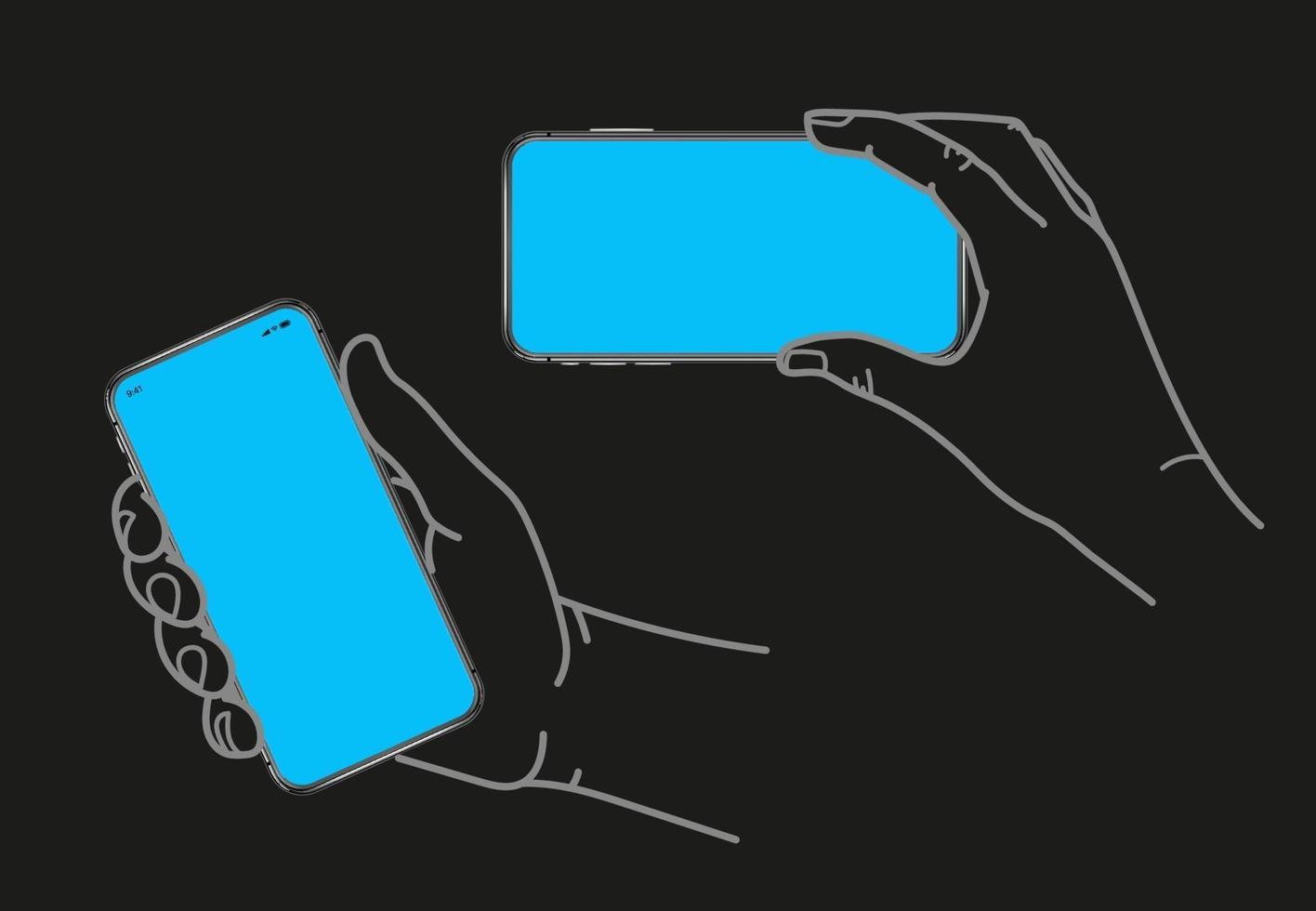 main tenant un smartphone moderne avec écran blanc vecteur