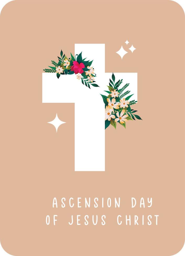 vecteur illustration de chrétien traverser avec fleur autour. adapté pour carte, autocollant, affiche, etc sur ascension journée de Jésus Christ journée