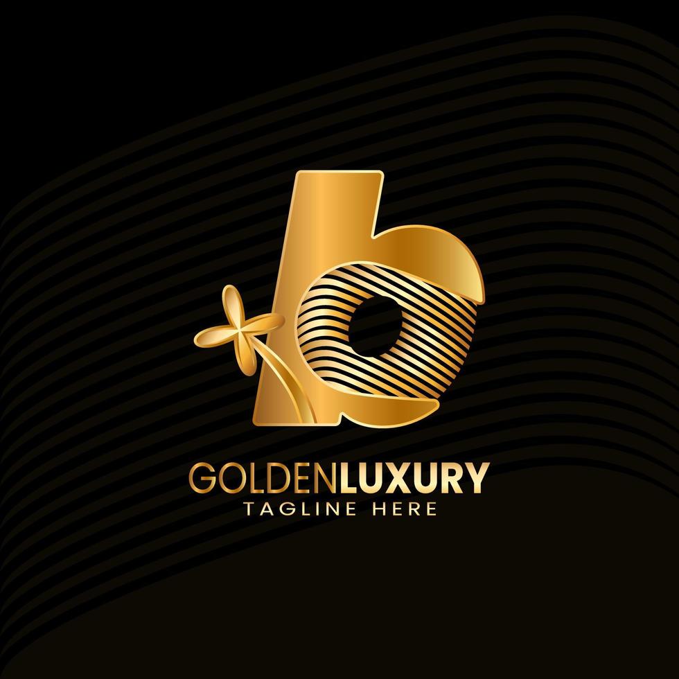 lettre b luxe décoratif alphabétique. d'or fleur luxe logo pro vecteur. vecteur