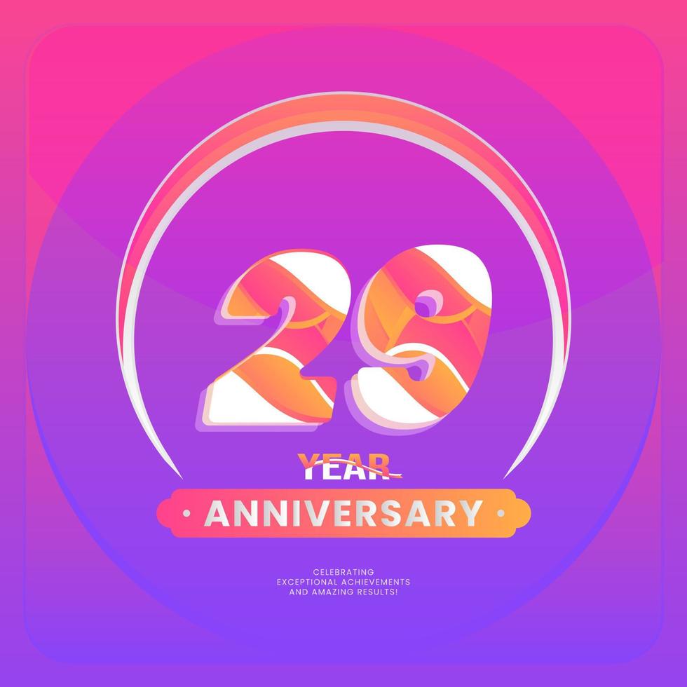 nombre 29 vecteur logos pour anniversaire fête isolé sur violet arrière-plan, vecteur conception pour fête, invitation carte, et salutation carte.