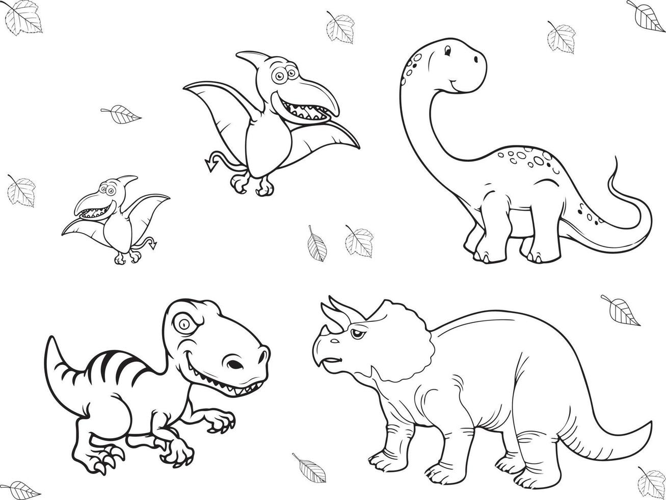 vecteur illustration de dinosaures. utilisé pour coloration livre, coloration pages, etc