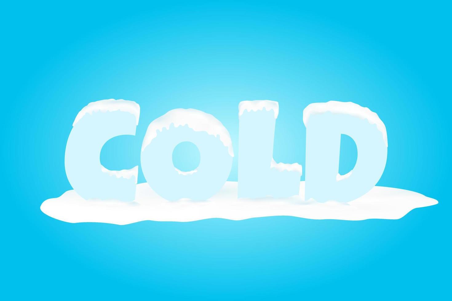 du froid avec neige Célibataire 3d mot sur bleu arrière-plan, vecteur illustration pour site Internet graphique élément