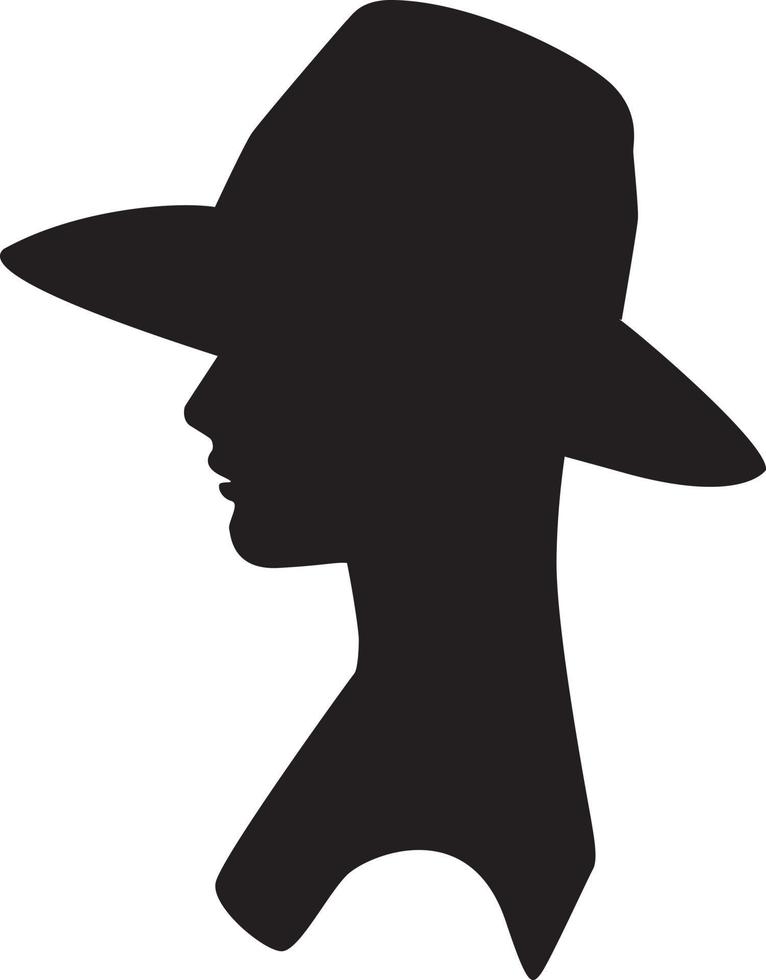 silhouette ombre femme portant chapeau. profil de Humain silhouettes dans différent coiffures vecteur