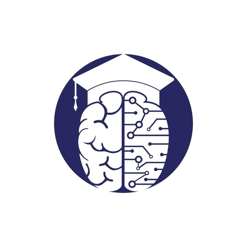 conception d'icônes de cerveau et de graduation cap. création de logos éducatifs et institutionnels. vecteur