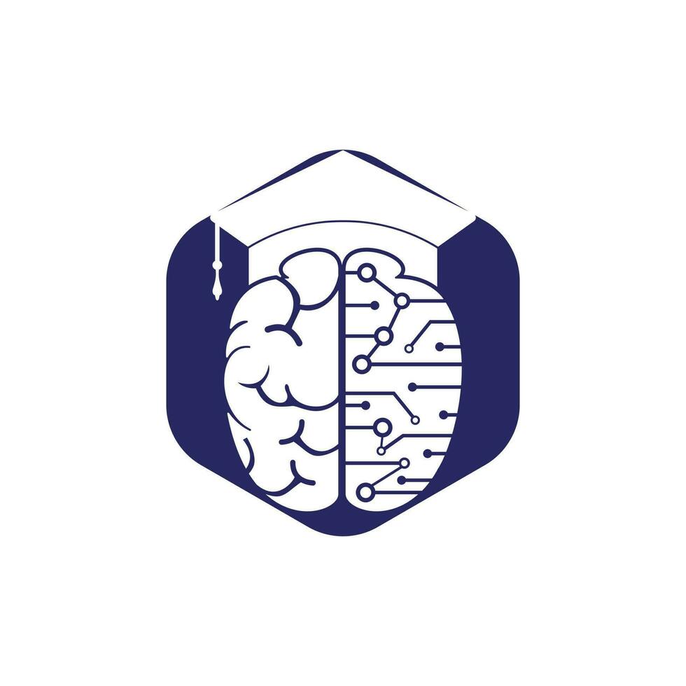 conception d'icônes de cerveau et de graduation cap. création de logos éducatifs et institutionnels. vecteur