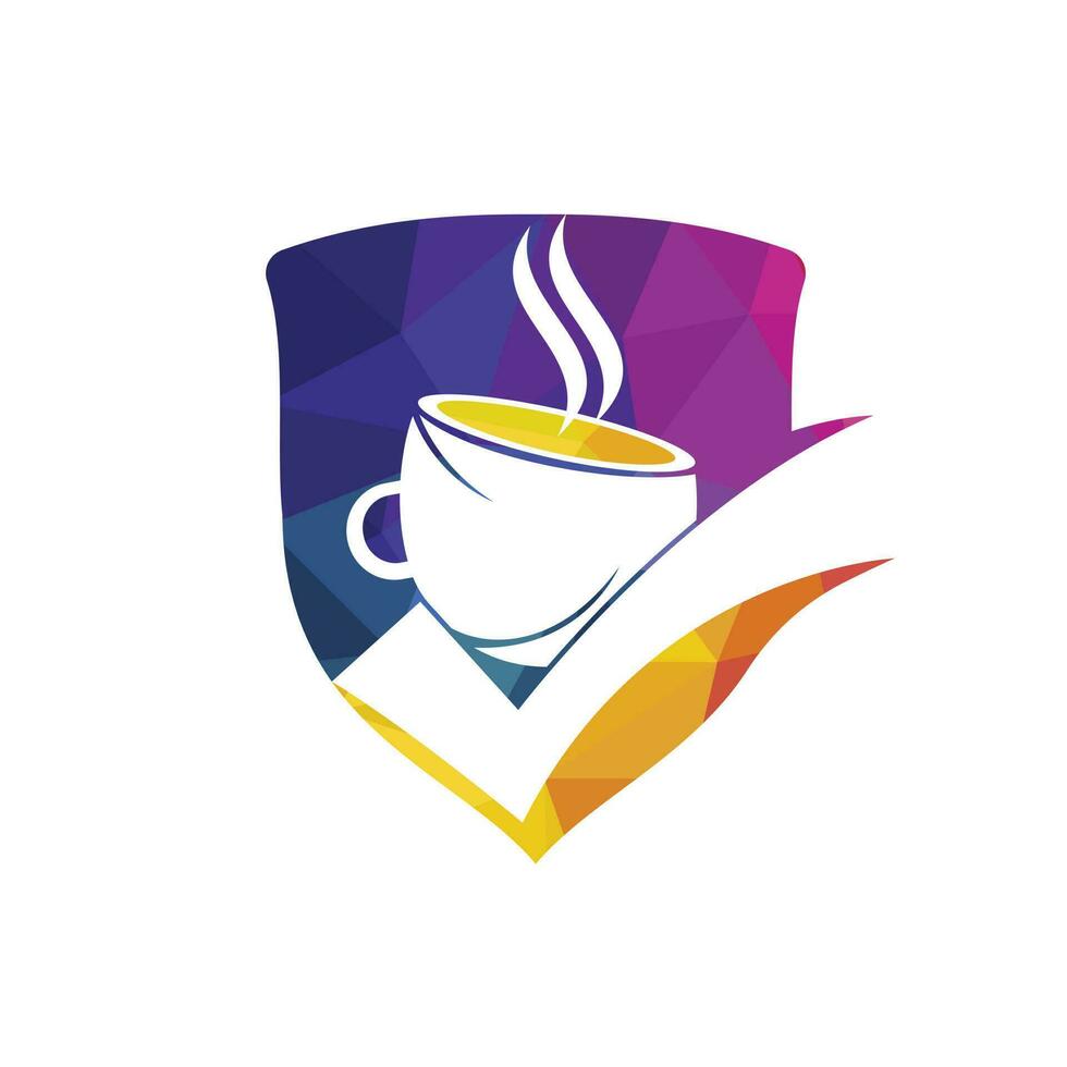 création de logo vectoriel de chèque de café. tasse à café avec une coche.