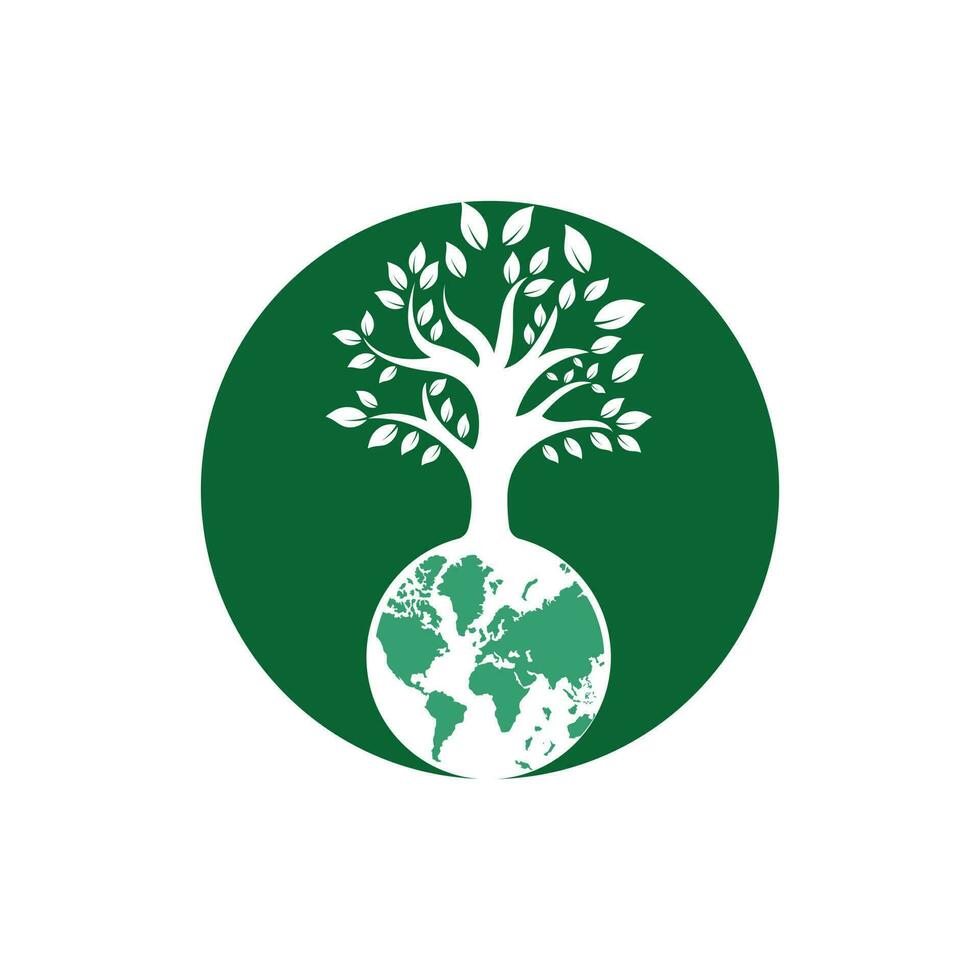 modèle de conception de logo vectoriel arbre globe. planète et symbole ou icône écologique.