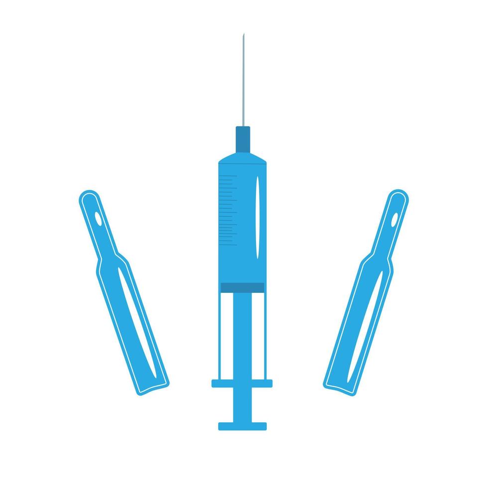 médical seringue ensemble et ampoules vecteur image sur une blanc Contexte isolé