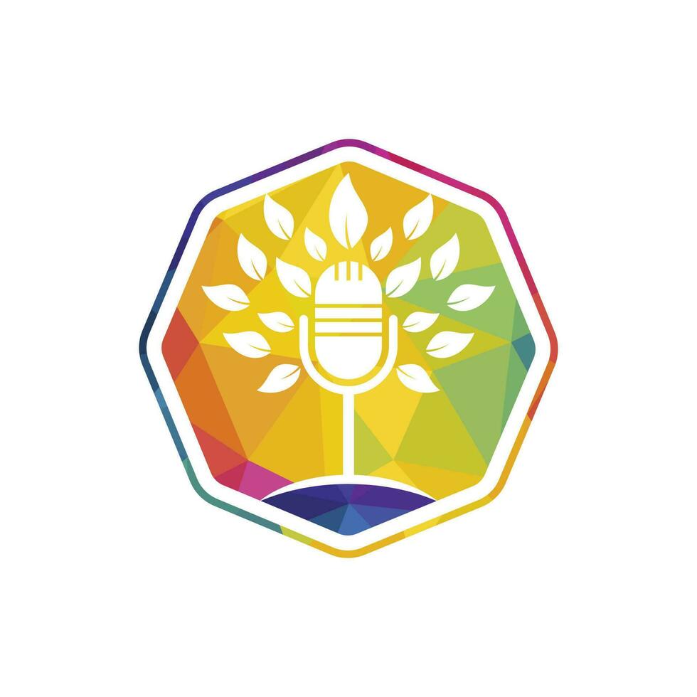 éco Podcast vecteur logo conception. la nature parler logo concept.