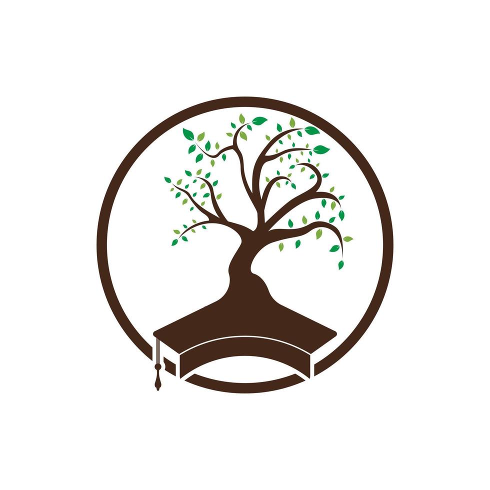 création de logo d'éducation à la nature moderne et créative. chapeau de graduation et logo d'icône d'arbre. vecteur