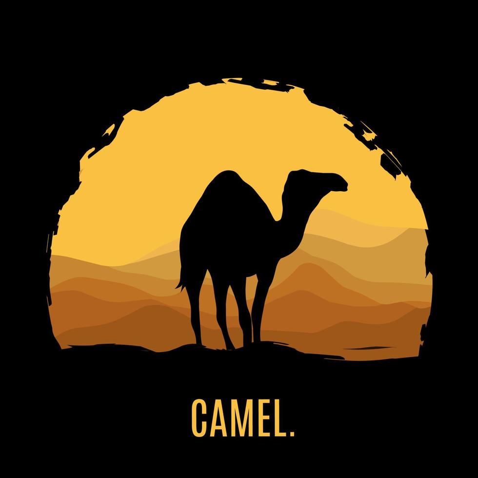 illustration vecteur de chameau dans désert parfait pour impression, vêtements, etc.