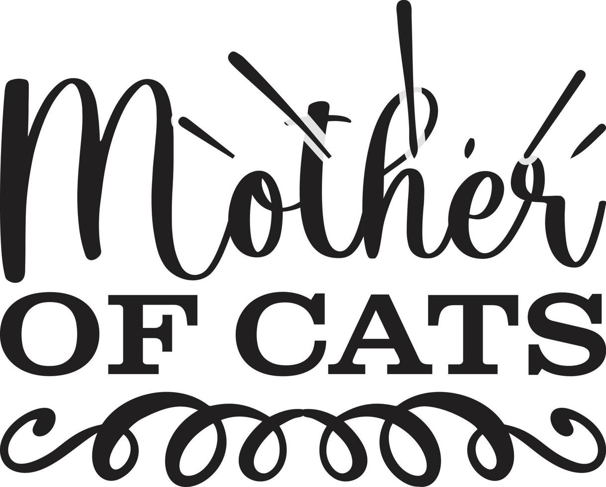 mère de chats typographie vecteur T-shirt