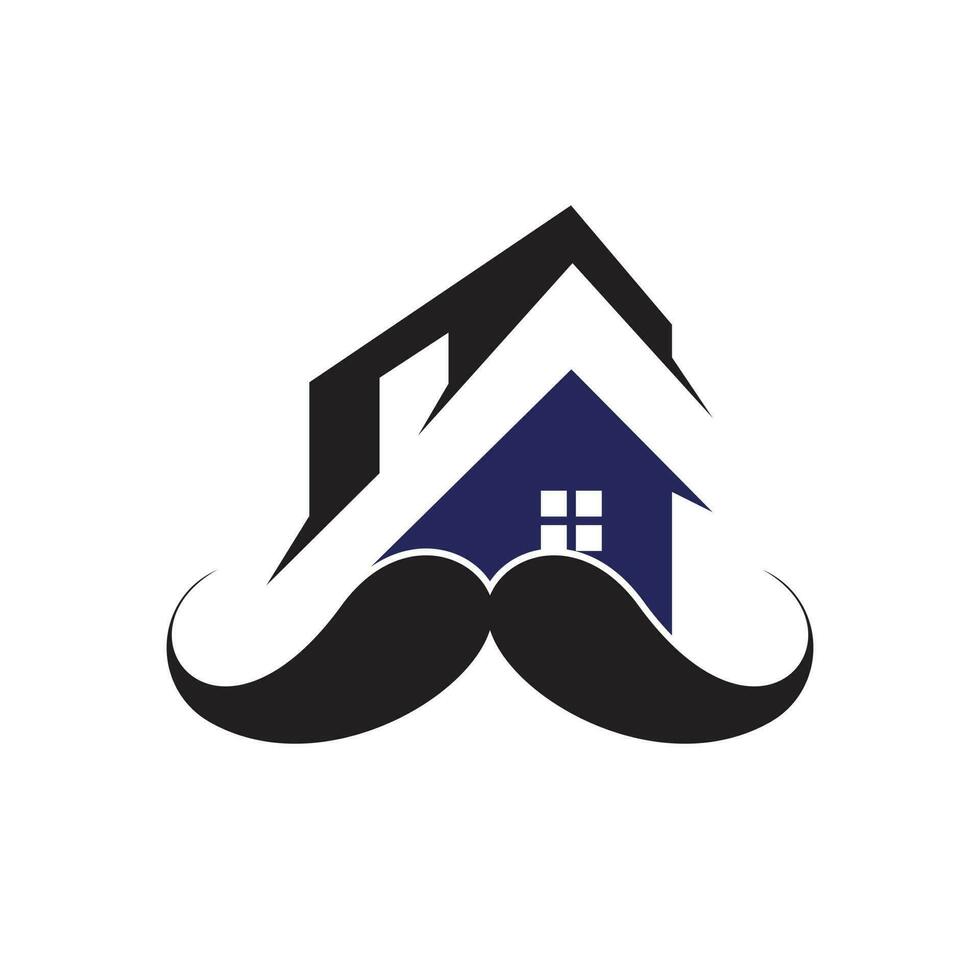 création de logo vectoriel maison moustache. concept de conception de logo de maison forte.