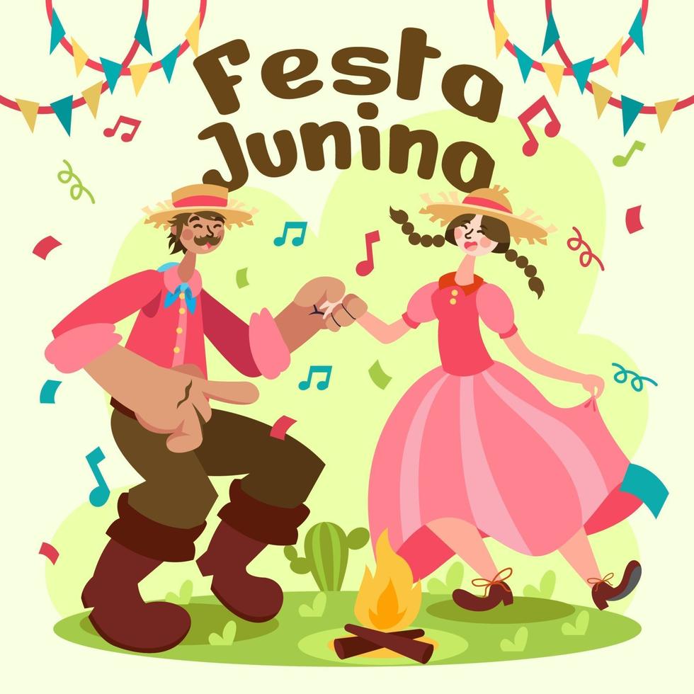 couple de danse de l'événement festa junina vecteur