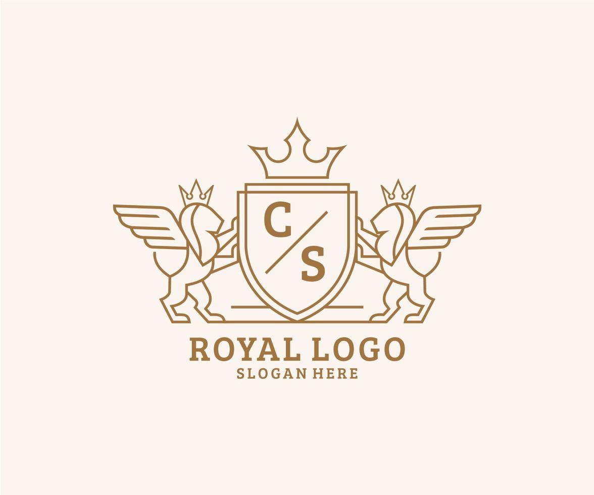 initiale cs lettre Lion Royal luxe héraldique, crête logo modèle dans vecteur art pour restaurant, royalties, boutique, café, hôtel, héraldique, bijoux, mode et autre vecteur illustration.