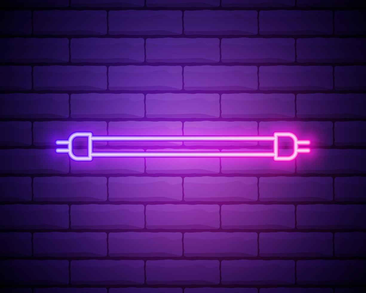 icône de brillance ampoule fluorescente néon lumineux isolé sur fond de mur de brique. symbole d'énergie et d'idée. lampe électrique. illustration vectorielle vecteur