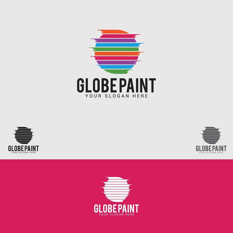 modèle de vecteur de conception de logo globe-paint