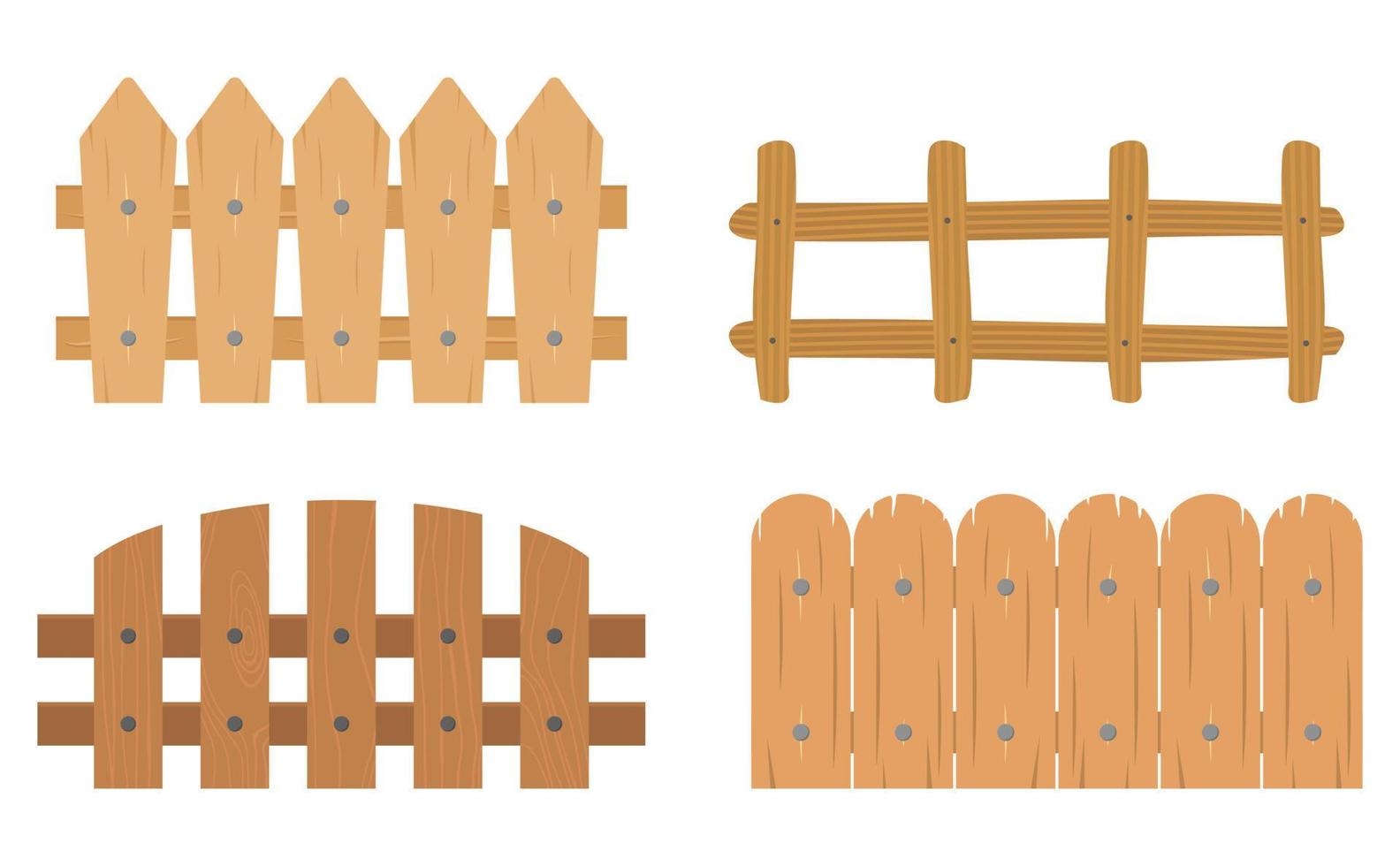 collection, ensemble de différent bois clôtures pour jardin. conception concept dans plat style vecteur