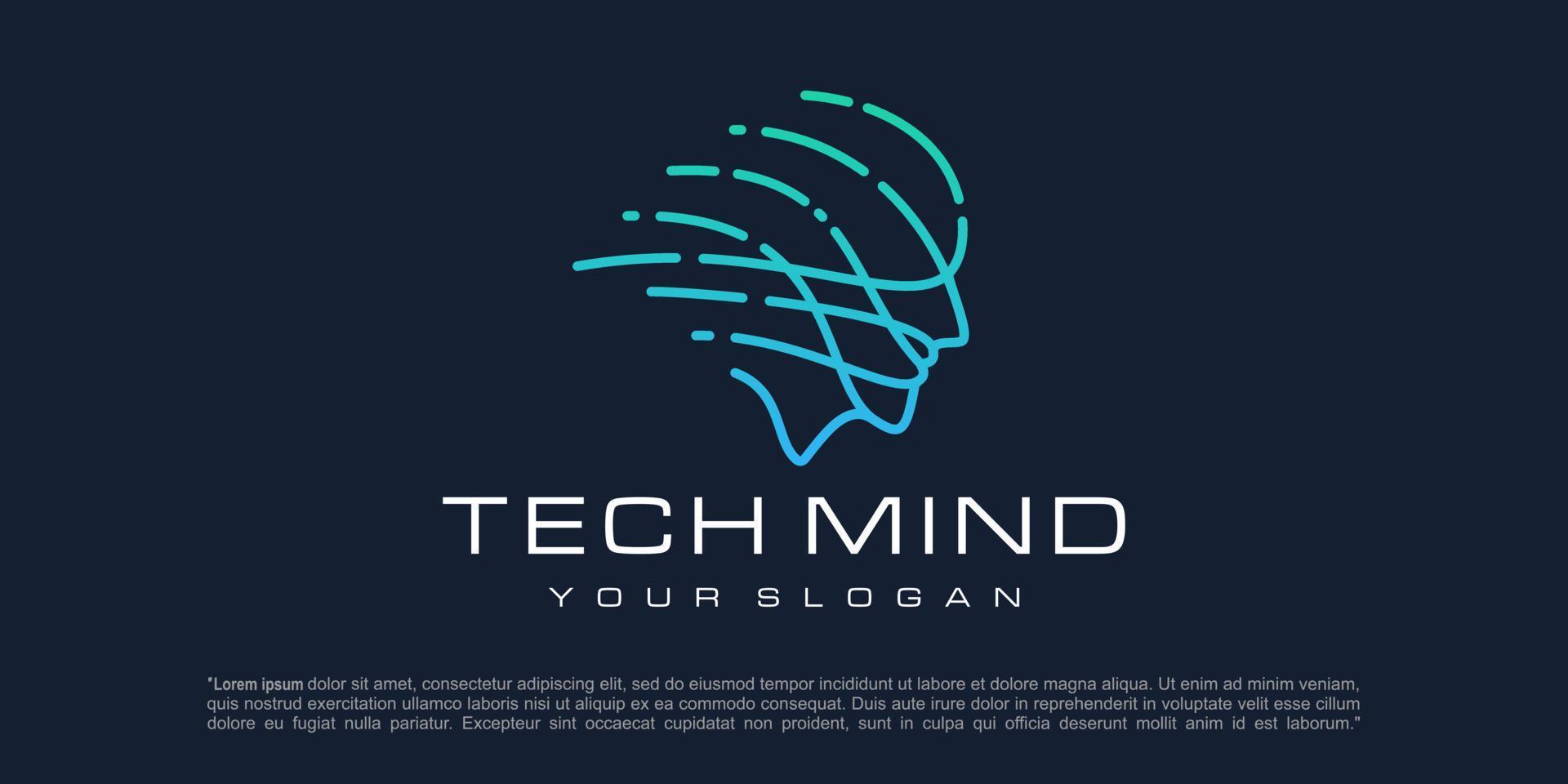 tête Humain intelligent La technologie logo logo conception modèle. vecteur