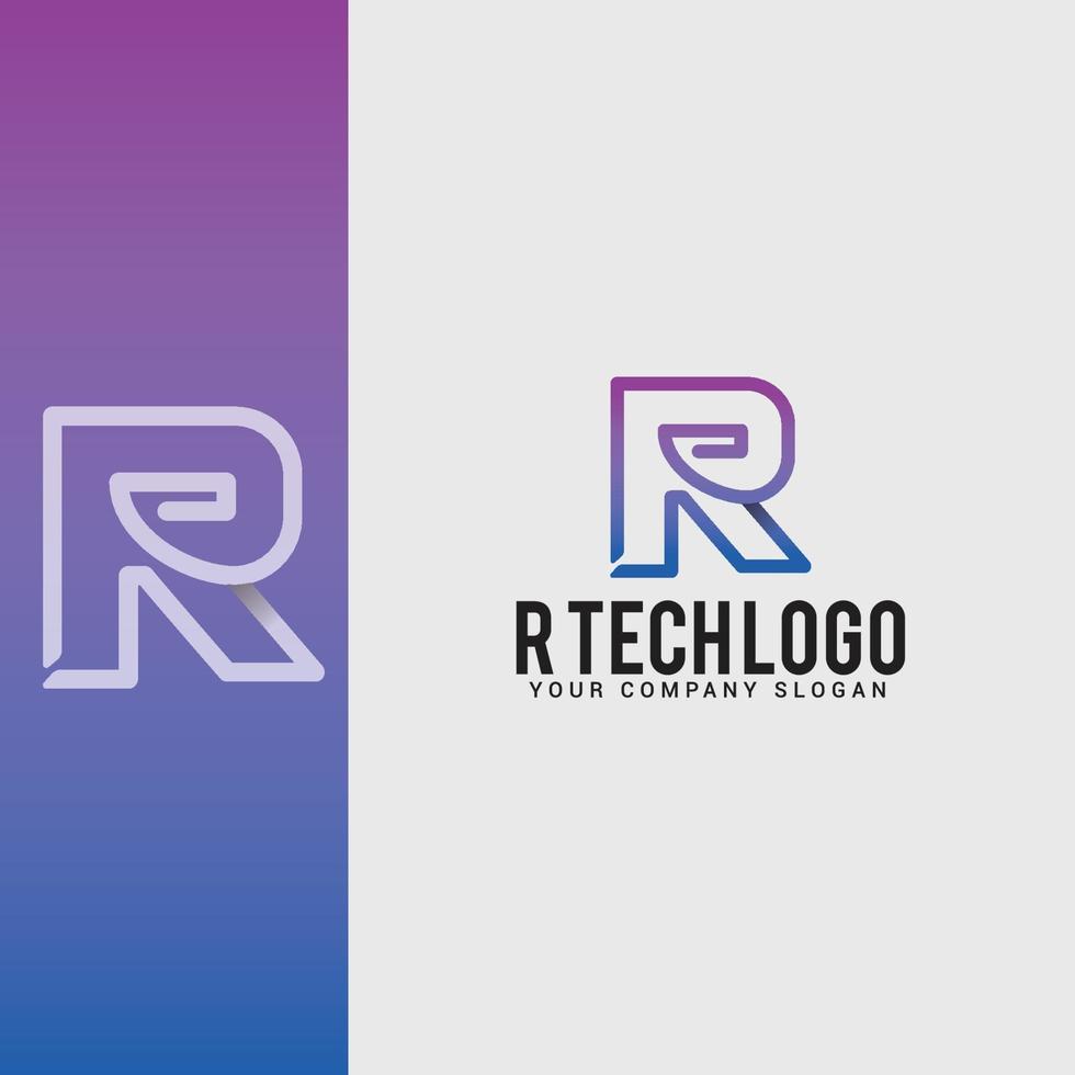 modèle de vecteur de conception de logo r-tech