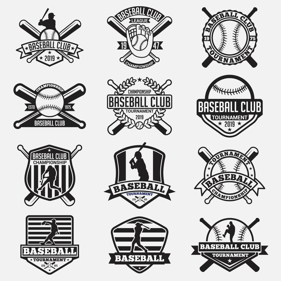 modèles de conception de logo club de baseball badges vectoriels vecteur