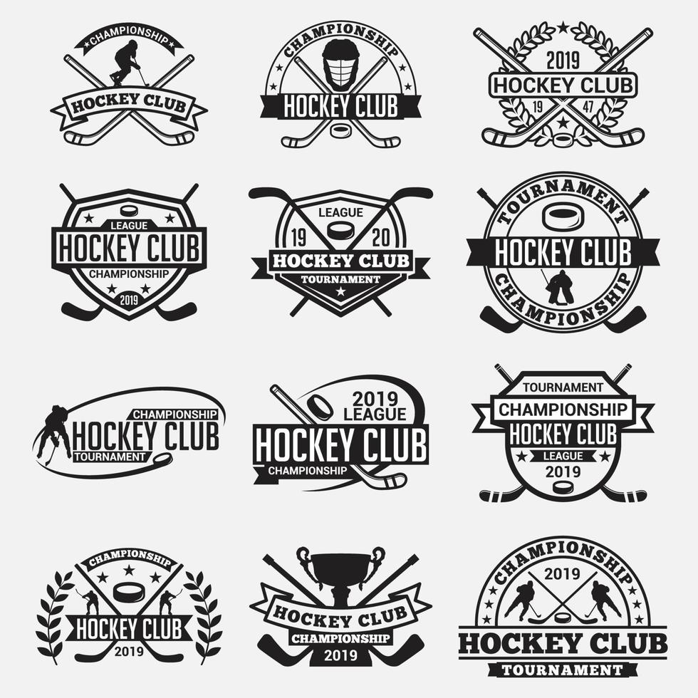 modèles de conception de logo de club de hockey badges vectoriels vecteur