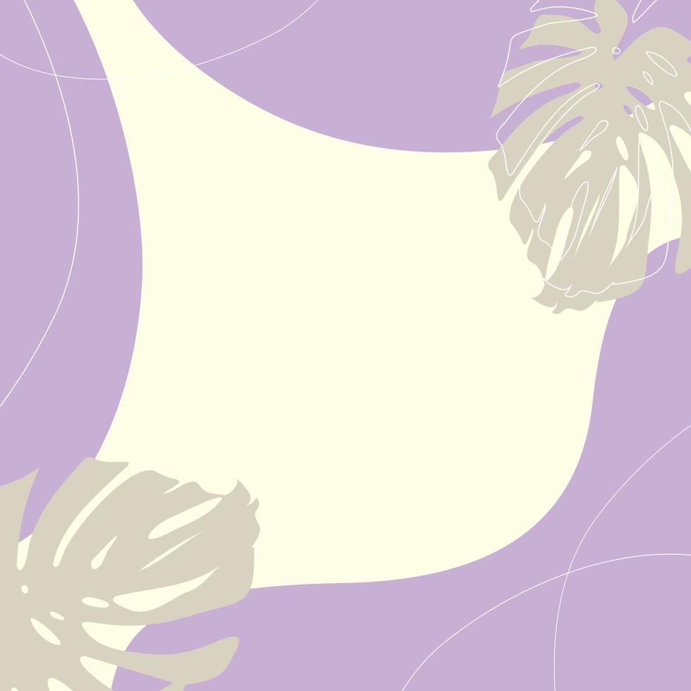 modèle violet abstrait dans boho style avec monstera feuille, palmier. social histoires carré mise en page, bannière et La publicité conception, brochure. vecteur