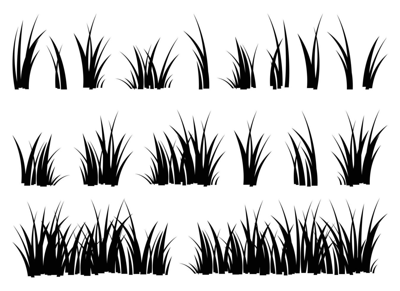 dessin animé silhouette herbe feuilles collection vecteur illustration isolé sur blanc