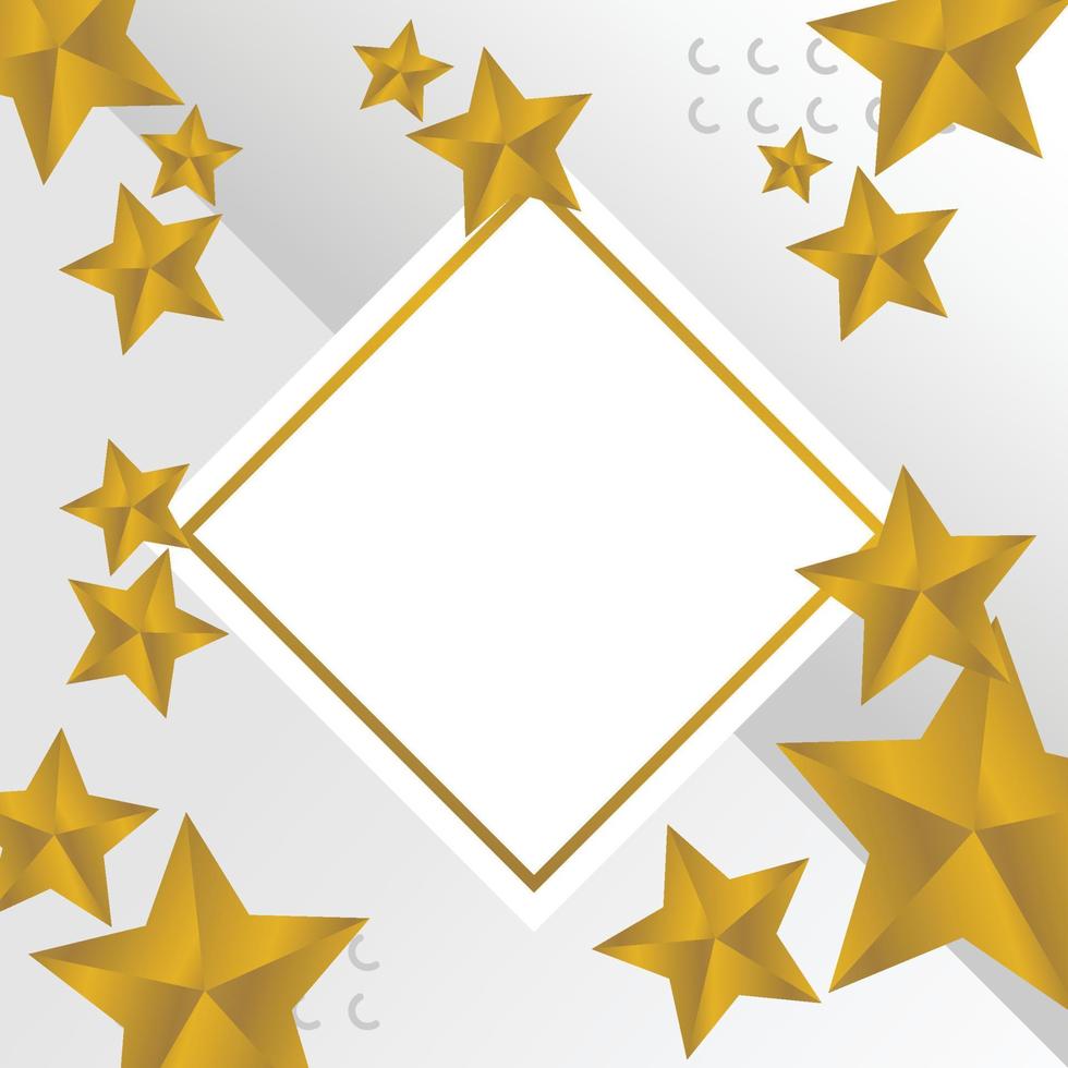 vacances concept affiche modèle, avec d'or étoile ornement. blanc Cadre sur une géométrique Contexte. conception pour salutation cartes, social médias et la toile. élégant vecteur illustration