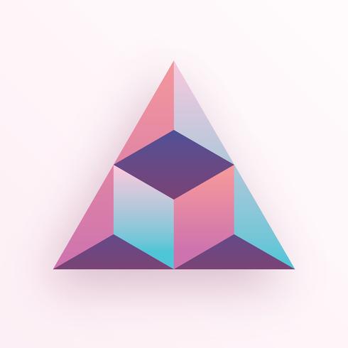 Gradients de couleur pastel 3D Triangle géométrique Hexagon Cube vecteur