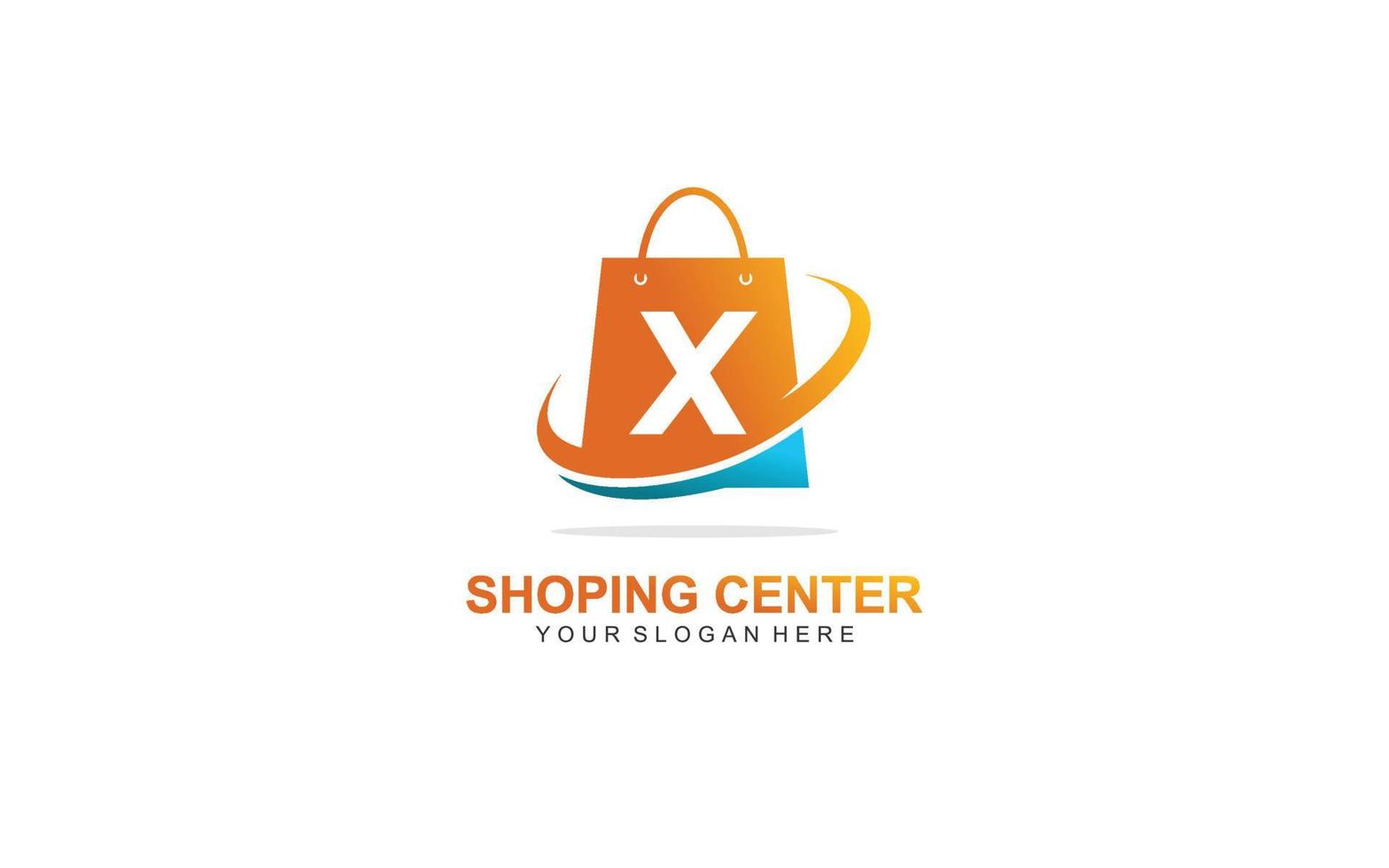 X achats sac logo conception inspiration. vecteur lettre modèle conception pour marque.
