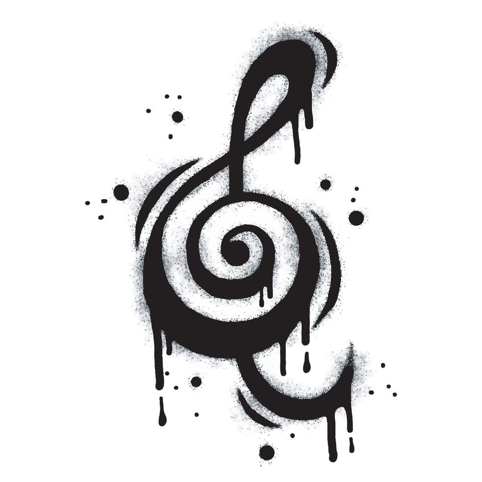 vaporisateur peint graffiti tripler clef icône pulvérisé isolé avec une blanc Contexte. graffiti tripler clef symbole avec plus de vaporisateur dans noir plus de blanche. vecteur illustration.