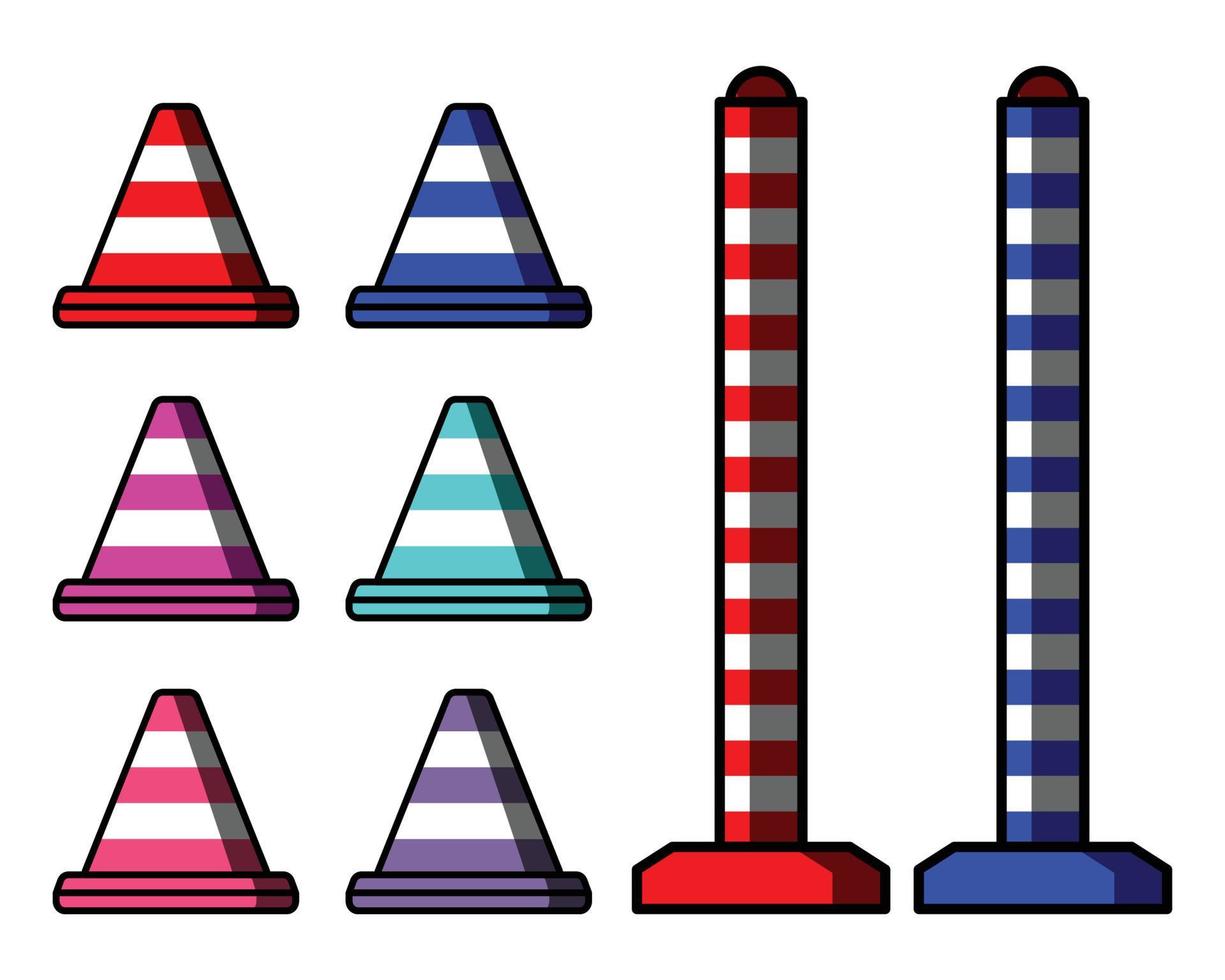 circulation cône coloré icône vecteur illustration ensemble. plat conception sur blanc Contexte