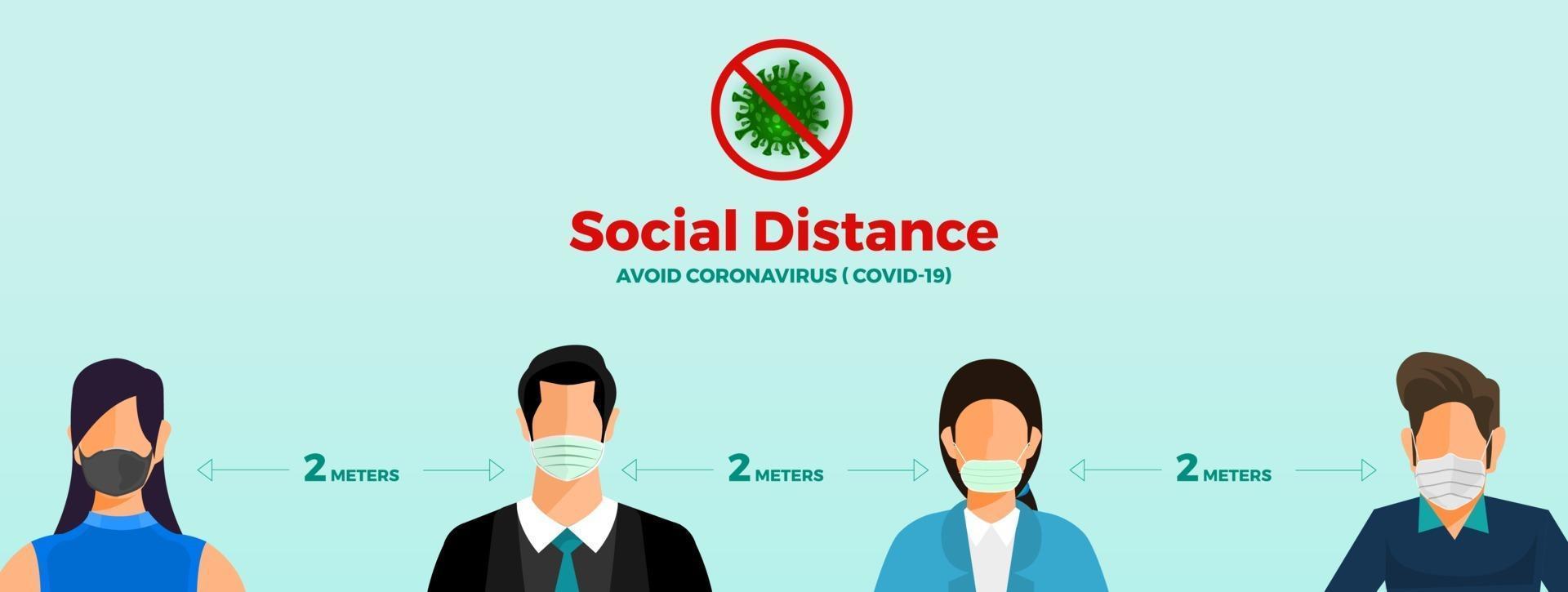 distanciation sociale pour éviter le covid-19 vecteur